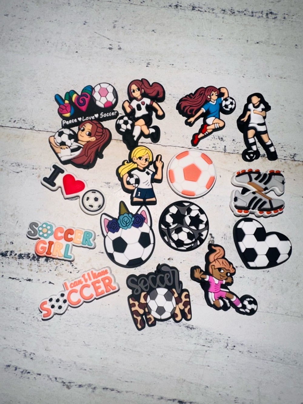 Soccer Girl Mix Vinyl Shoe Charms - Assorted Colors